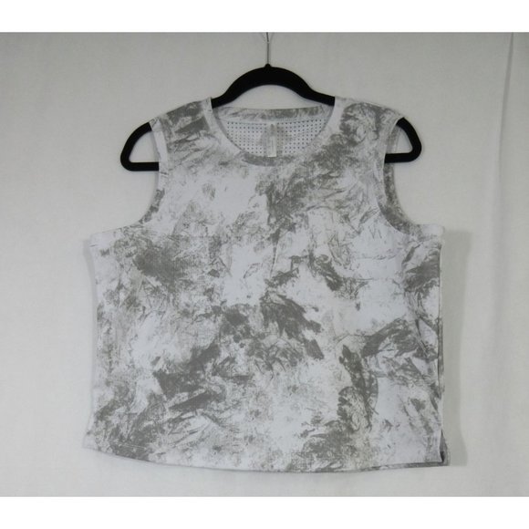 Ebb & Flow women's‎ laser cut marble print crop sleeveless athletic workout tank - Picture 5 of 12